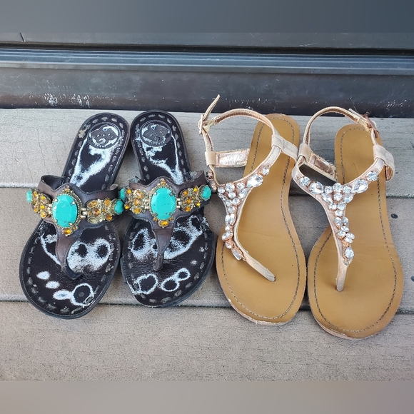 2 Pairs Jeweled Sandals - Picture 1 of 11